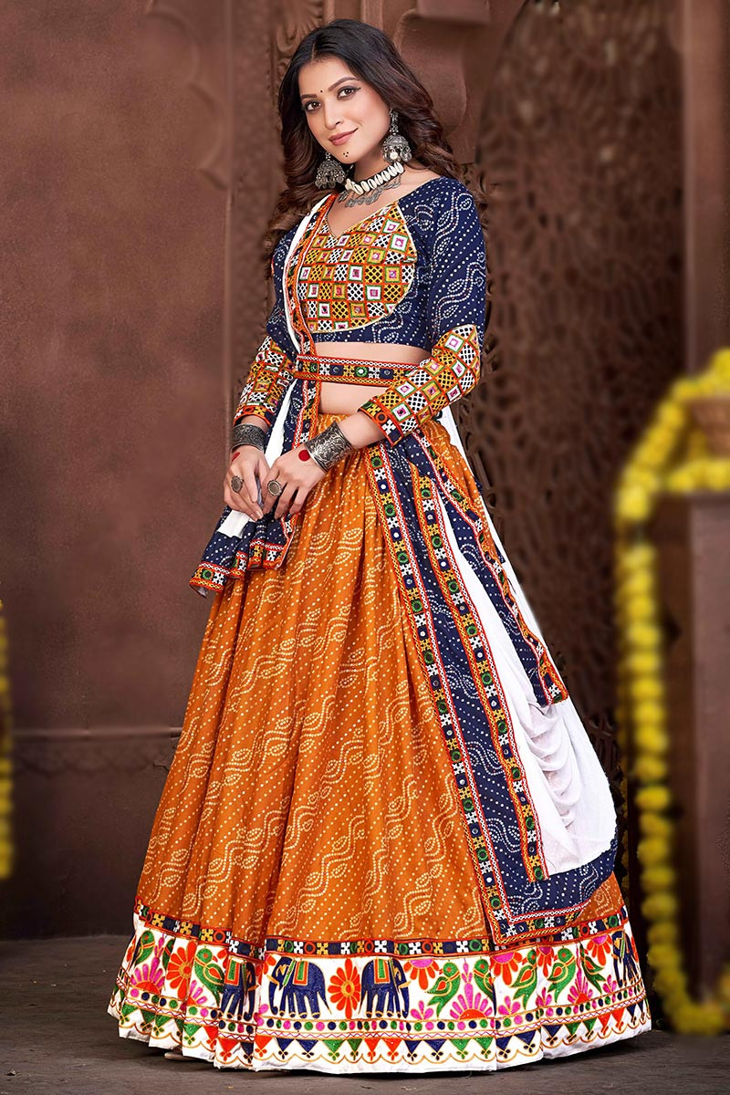 Panihari Bridal Semi Stitched Banarasi Silk Wedding Orange Lehenga Choli at  Rs 999 | Lehenga Choli in Thane | ID: 2852332468091