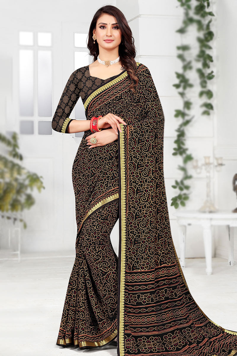 Pin by Shruti Kaur on Saree | Party wear sarees, Bandhani saree, Party wear  dresses