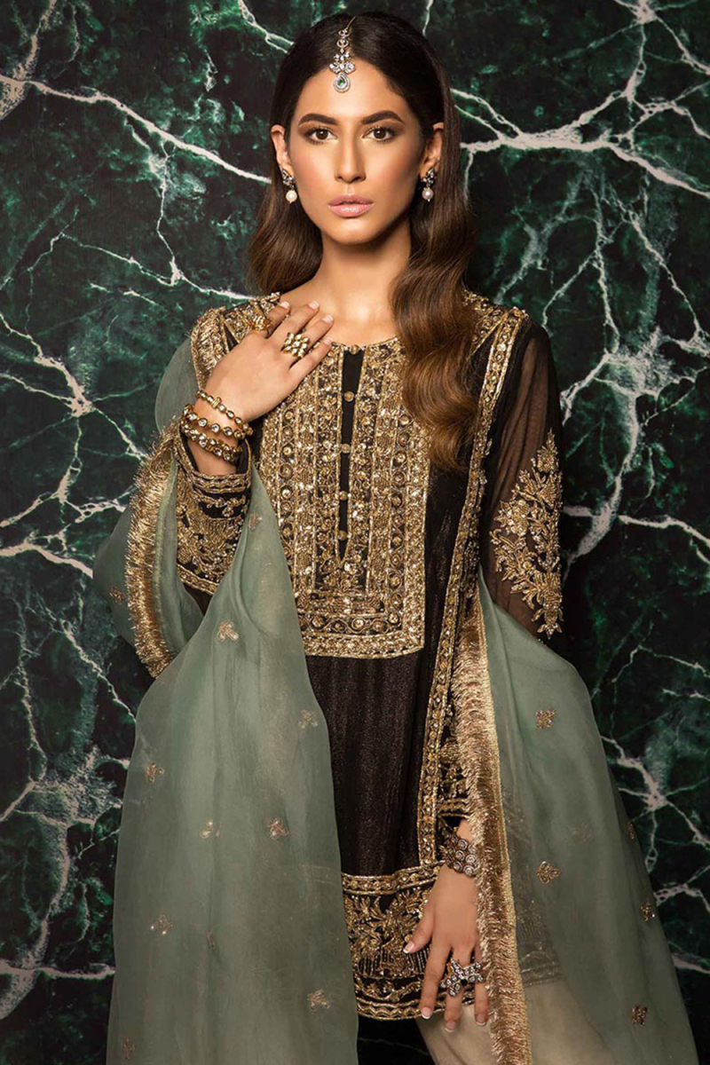 Red and Black Party Wear Straight Cut Palazzo Suit - 114433 main image 0