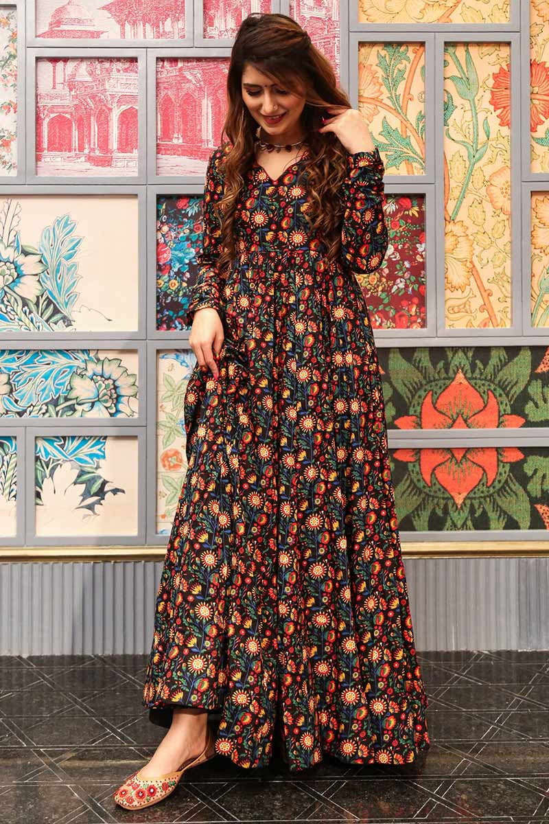Printed long frock design online
