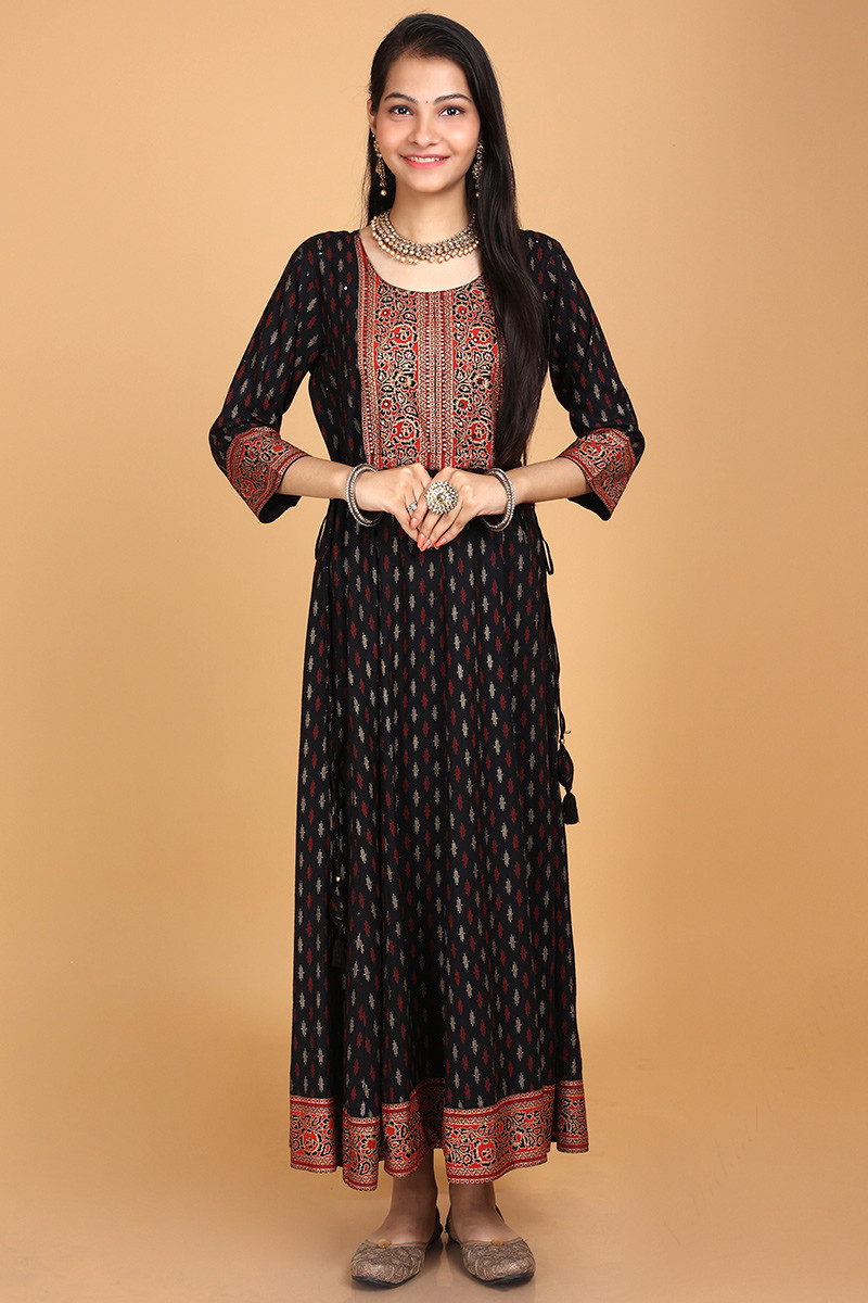 Black anarkali kurti discount