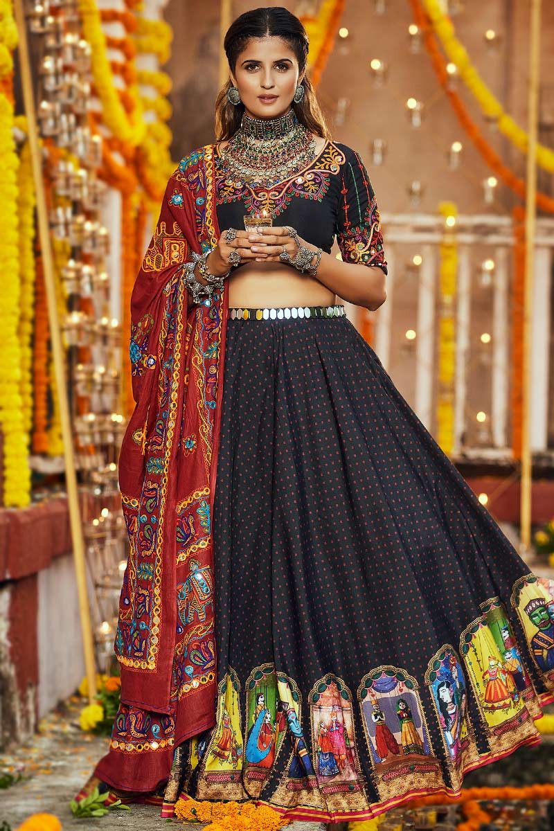 Buy Black Banarasi Silk Brocade Work A Line Lehenga Choli Festive Wear  Online at Best Price | Cbazaar