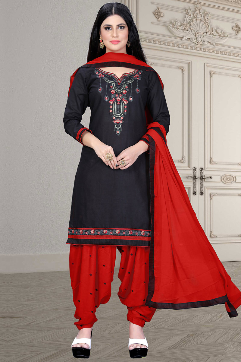 Buy Black Georgette Churidar Suit With Dupatta Online - 1814 | Andaaz Eid  Store