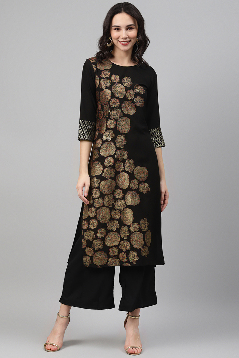 Buy Gorgeous Cherry Red Crepe Straight Cut Kurti LKV001701