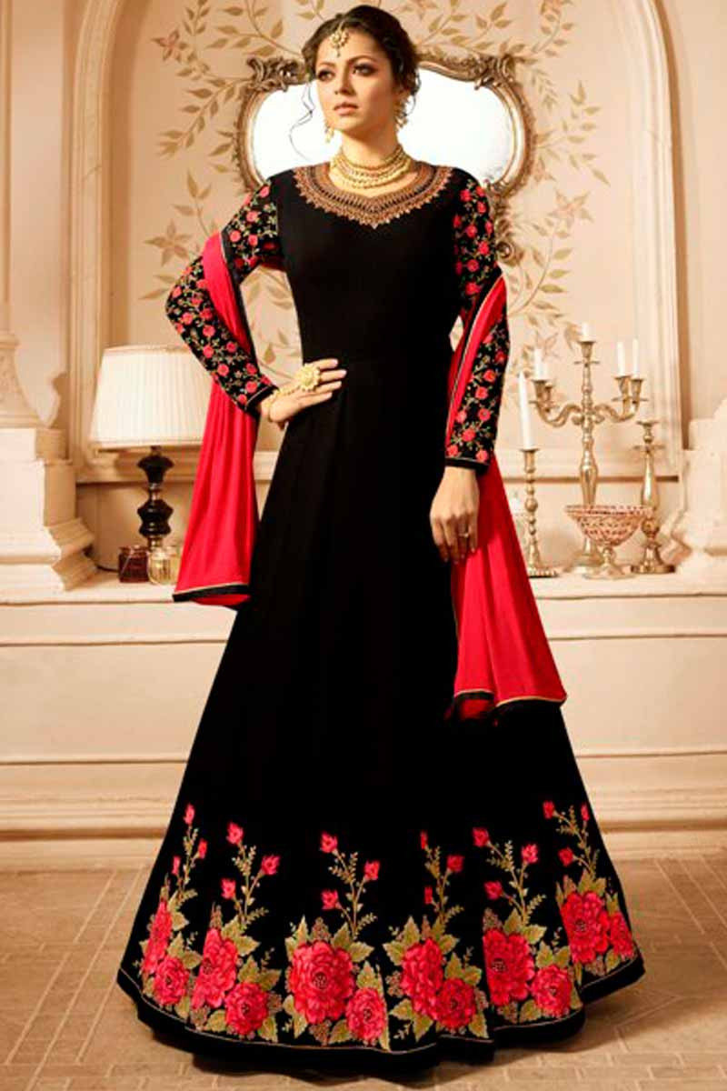 Black and red anarkali shop
