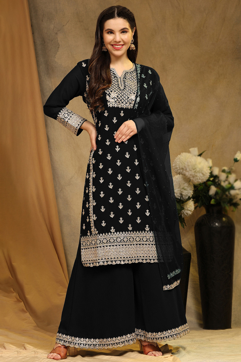 Palazzo suit black deals