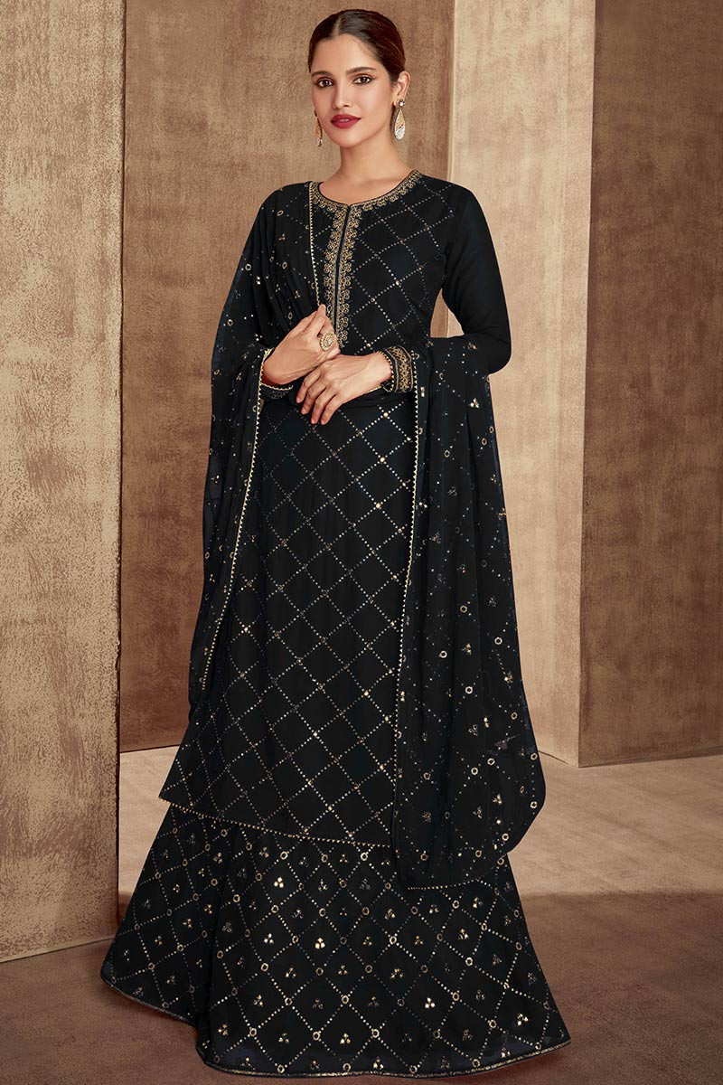 Buy Elegant Black Lehenga Choli With Full Sequence ,indian Designer  Partywear Night Wear Reception Lehengawithsequence&dori Work Lehenga Choli  Online in India - Etsy