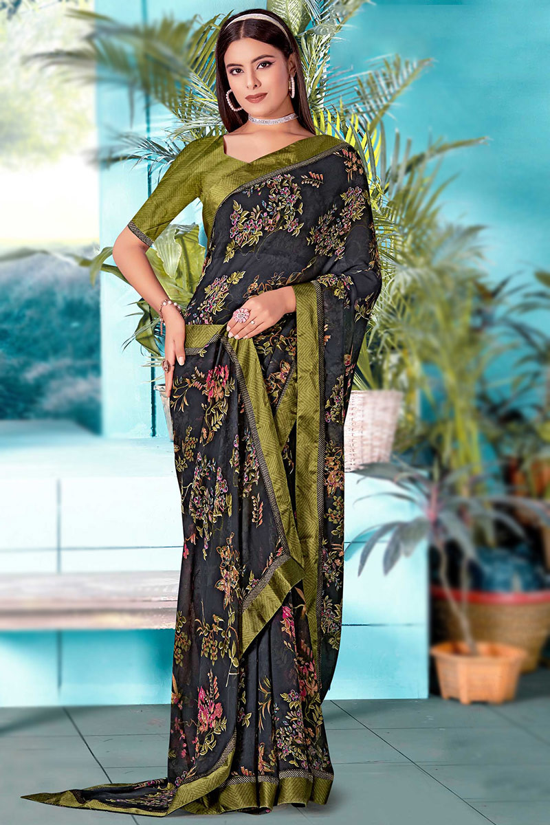 Georgette Saree with Multi Sequence Work crafted with precision