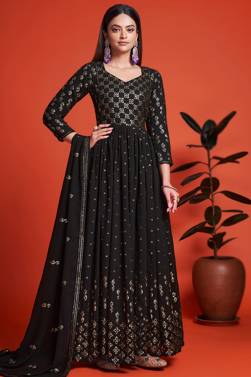 Black anarkali dress online clearance