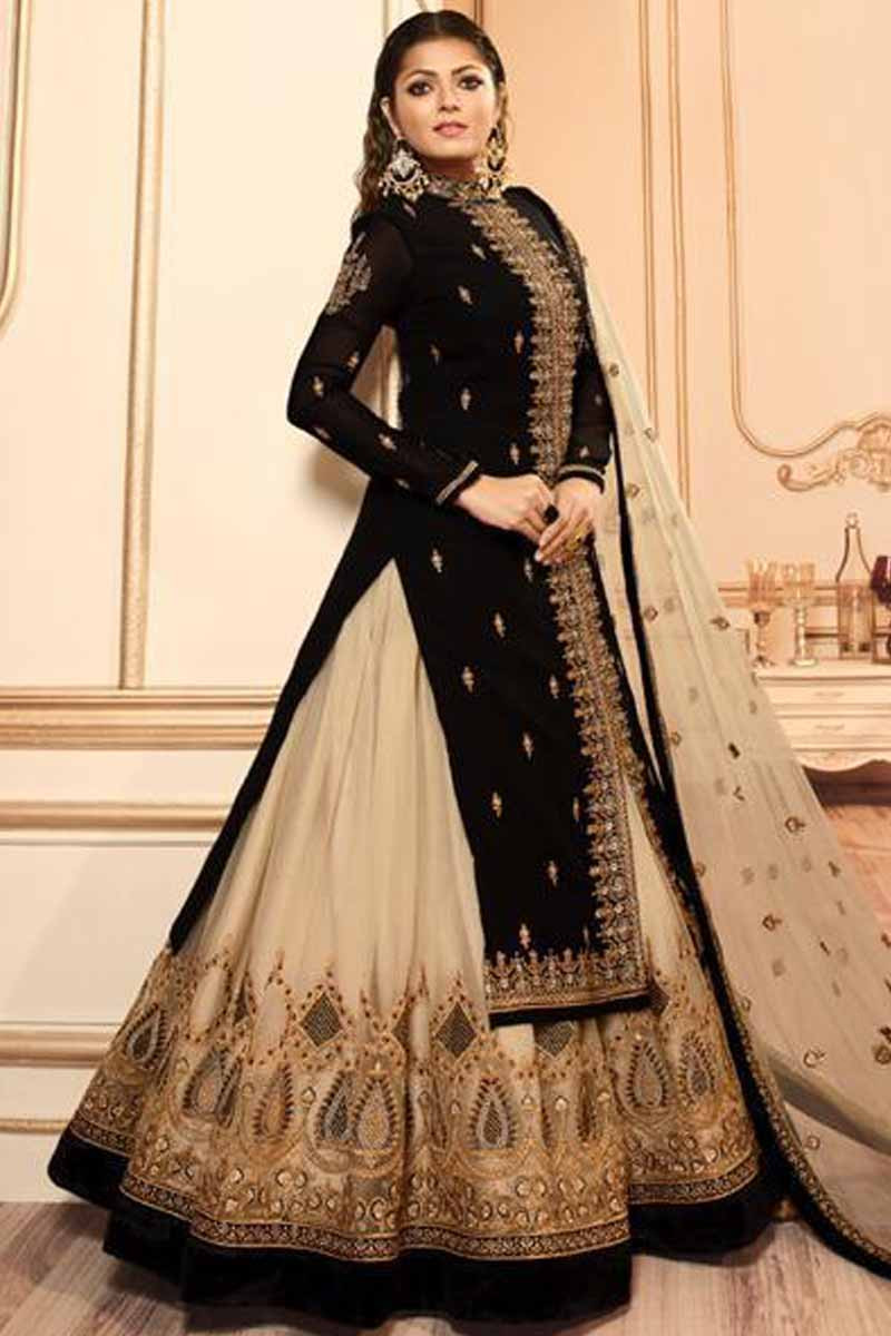 Black Net Lehenga with Silk Choli