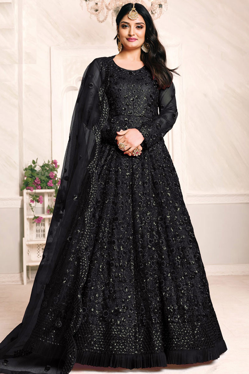 Black embroidered anarkali shop