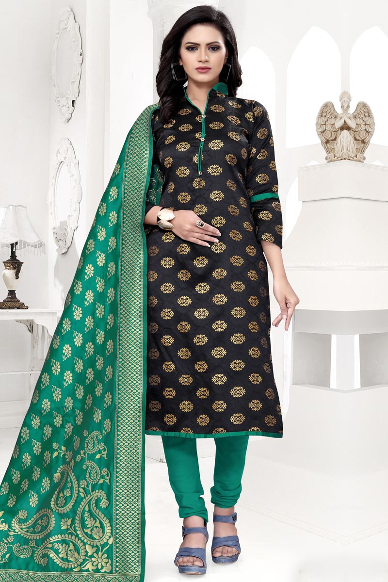 Black Silk Churidar Suit