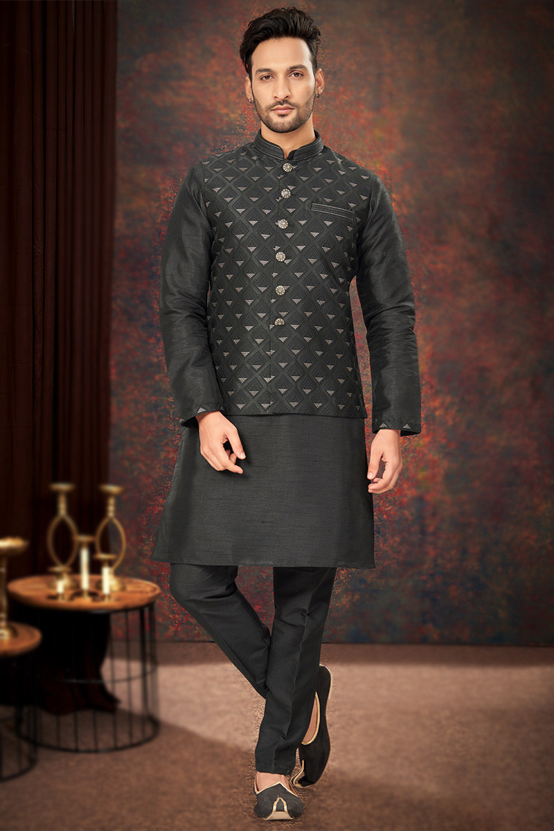 Black kurta with coat cheap