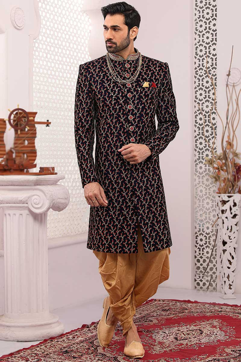 Black hotsell velvet sherwani