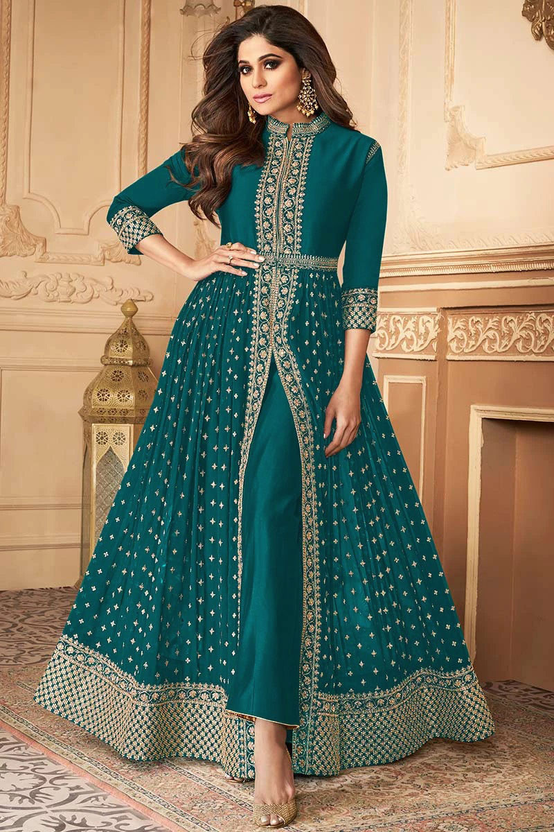 Designer Zari Embroidered Blue Anarkali Suit LSTV08340