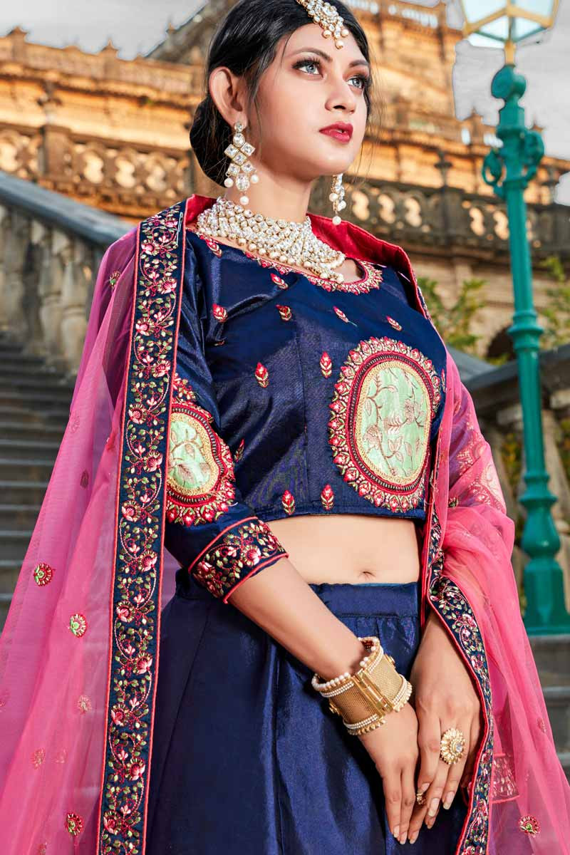 Buy Wedding Lehenga - Enchanting Sequins Light Pink & Blue Lehenga –  Empress Clothing