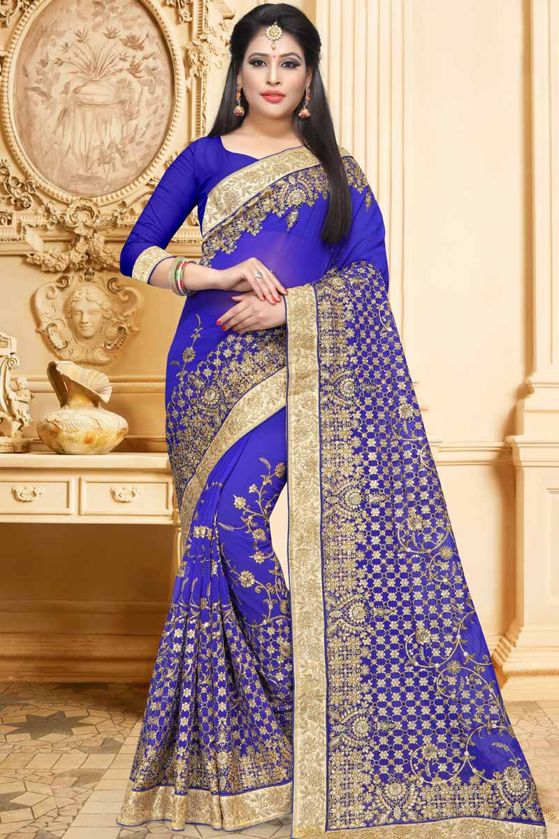Buy Trendy Blue Saree Online  Fancy and Designer Sarees For Women