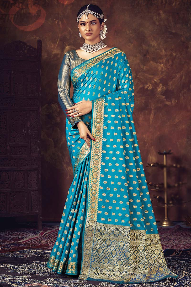 Blue wedding hotsell saree