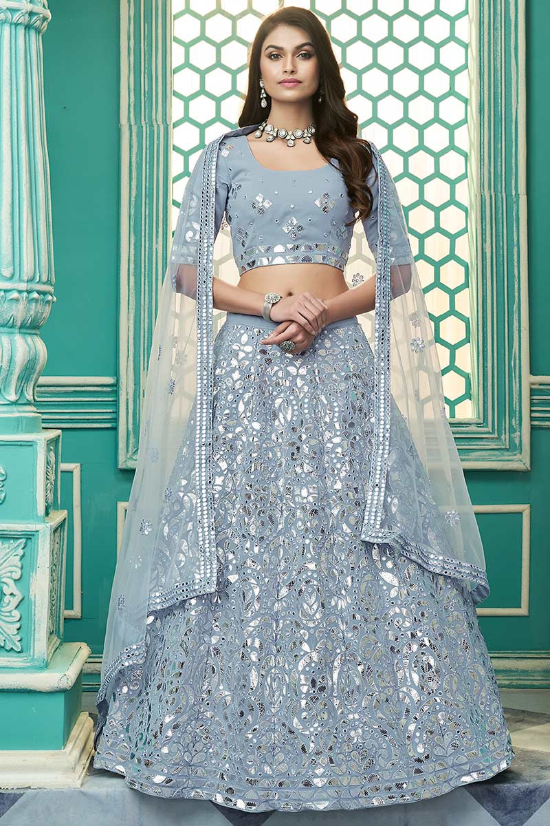 Light blue deals wedding lehenga