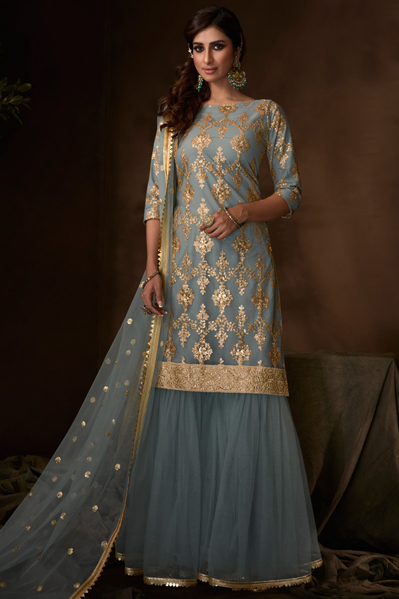 Grey hotsell sharara dress