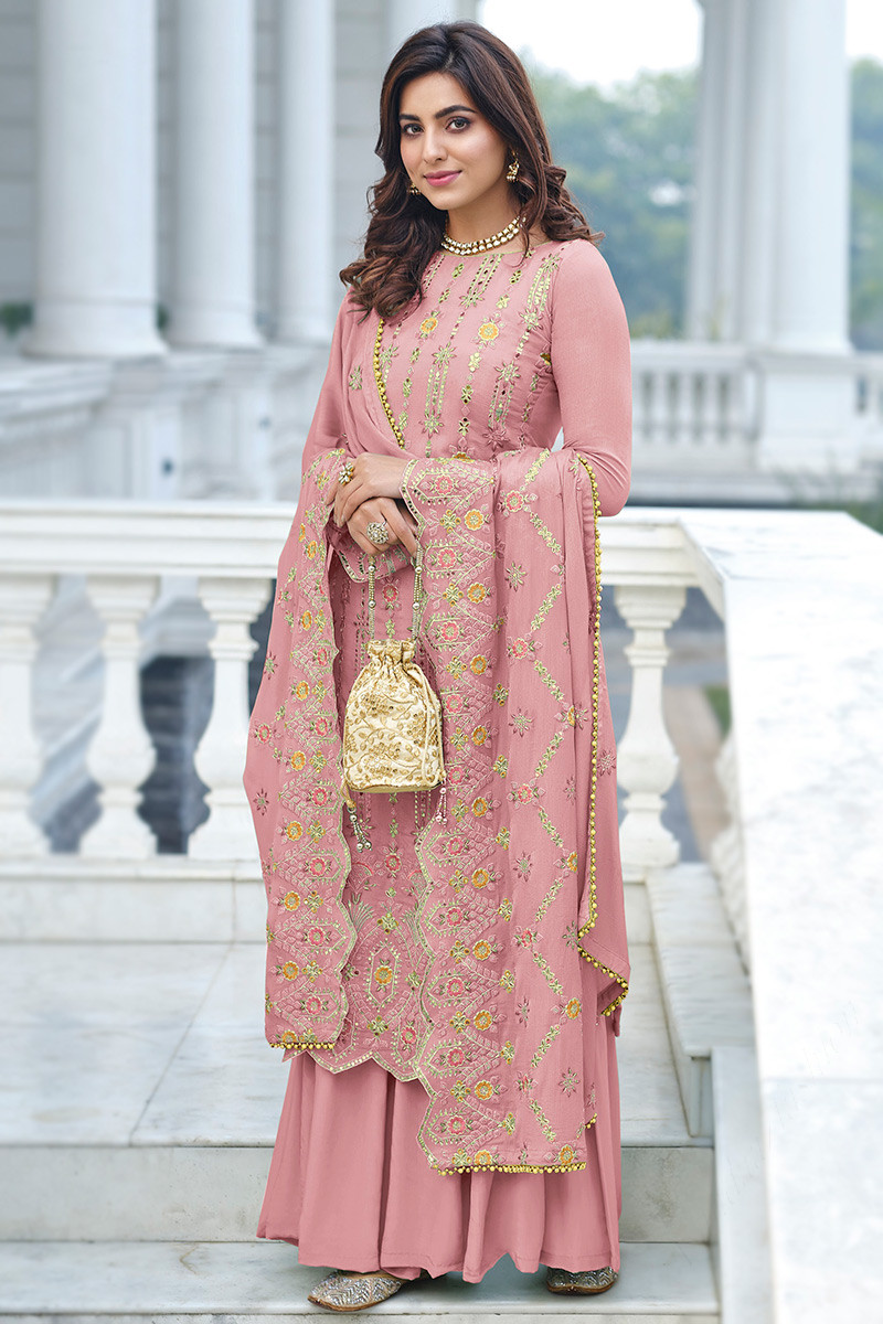 Georgette Blush Pink Palazzo Suit LSTV121302