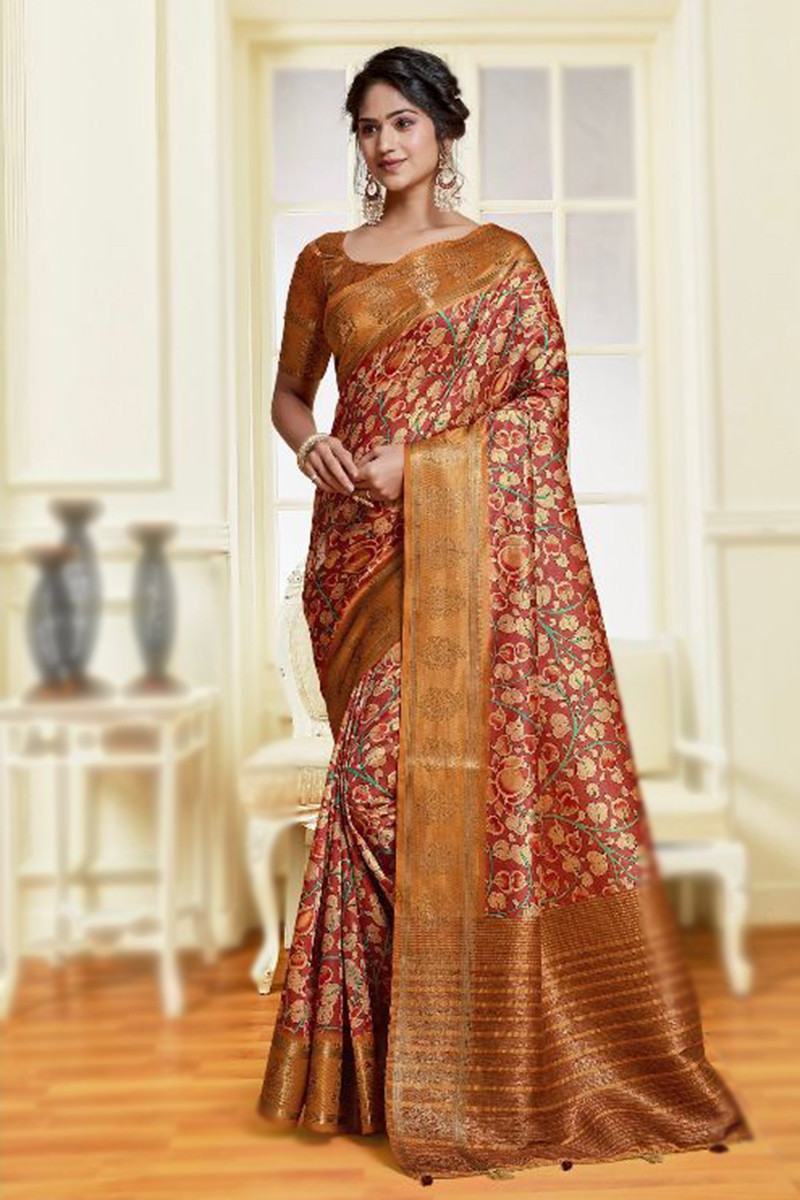 Women's Traditional Woven Banarasi Silk Saree With Blouse - Lilots |  Elegant saree, Silk sarees, Art silk sarees