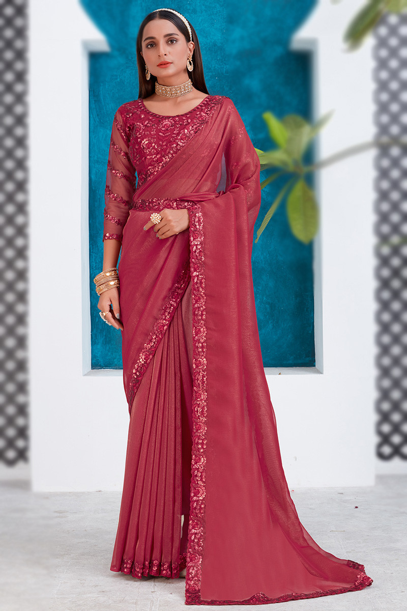 SHINE IN RED SAREE WITH RAAKT AFSOON SPAGHETTI BLOUSE – Store No.6