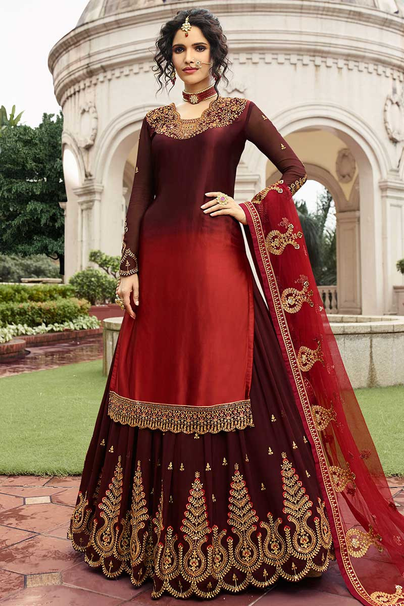 Pakistani Bridal Red Lehenga Kameez Dress Online #BS511