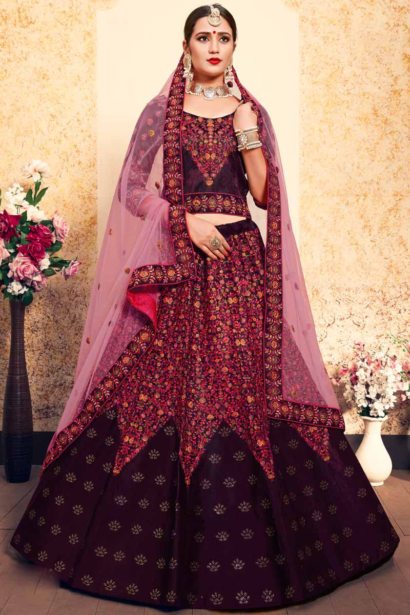 Pink designer lehenga choli with sequins work | Bridal lehenga online, Designer  bridal lehenga, Lehenga designs
