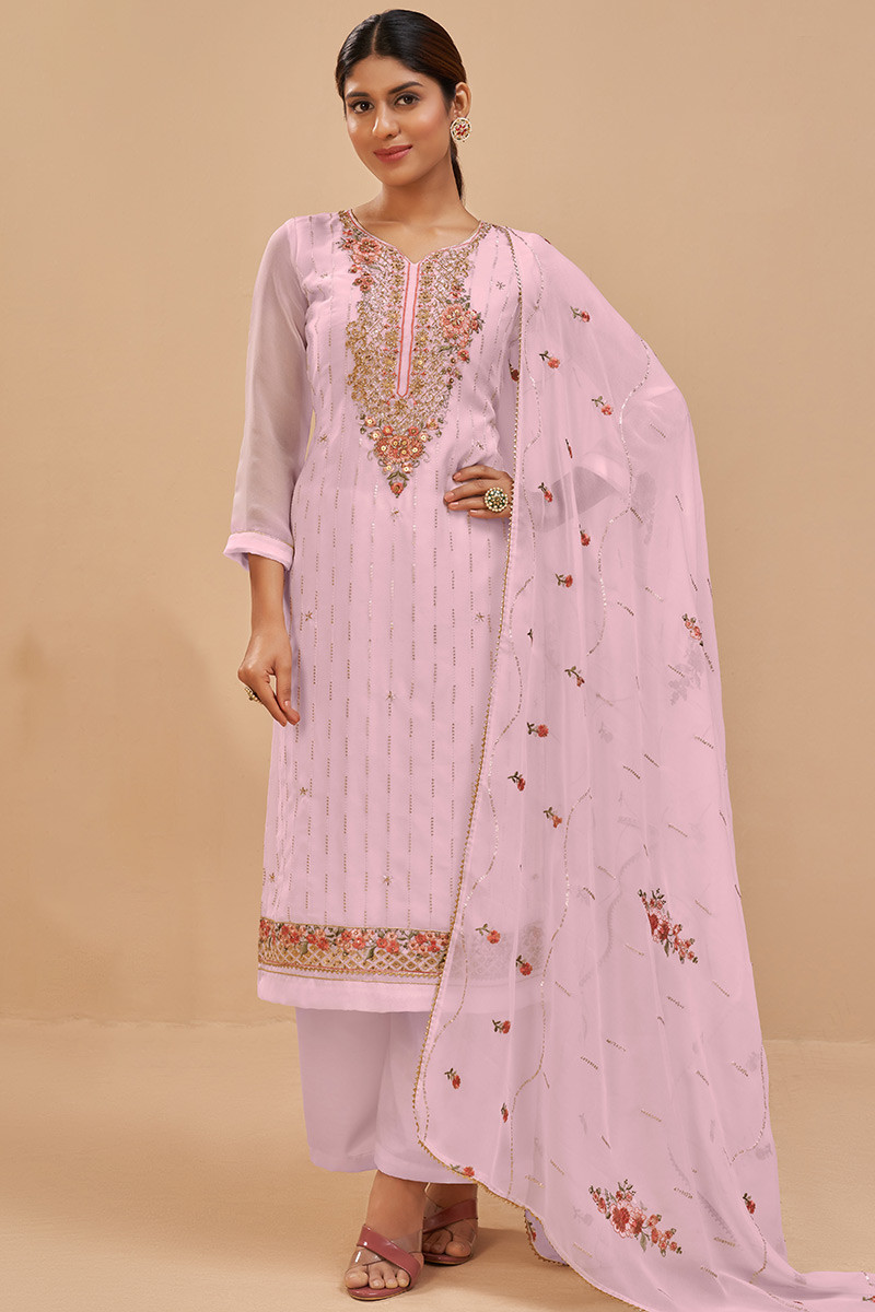 Latest Collections Of Pink Straight Pant Suit