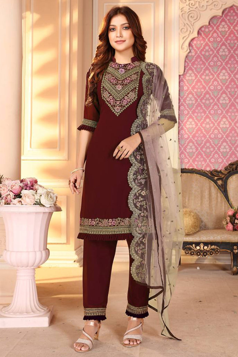 Burgundy trouser store suit