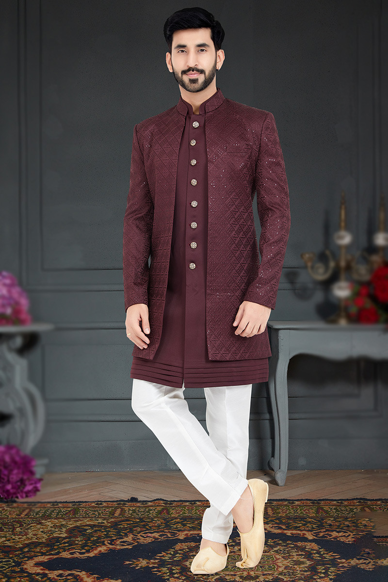 Burgundy sherwani hotsell