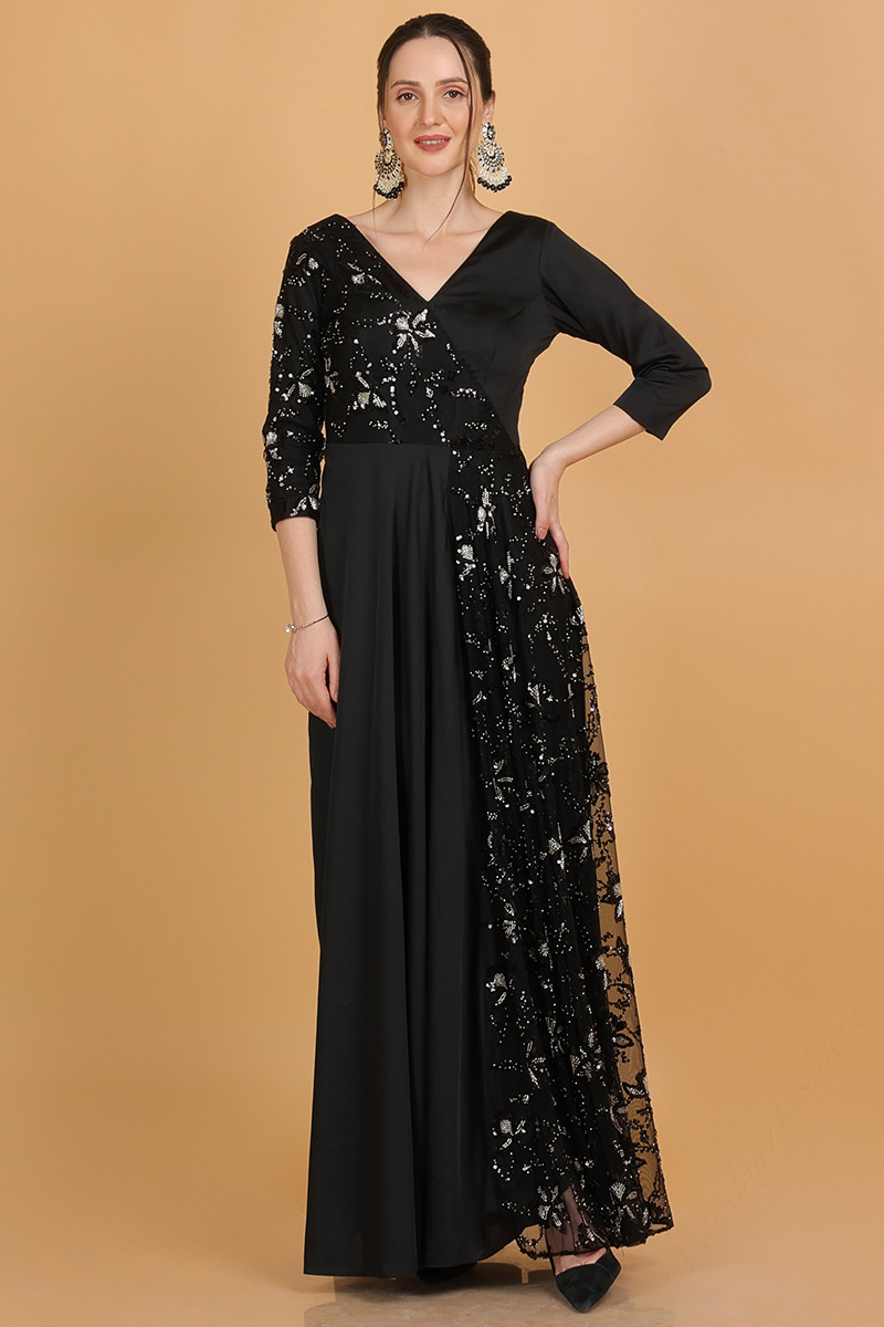 Long sleeve hot sale embroidered gown