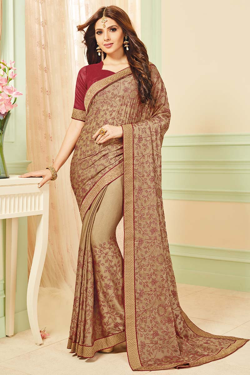 Laxmipati 6065 Casual Chiffon Saree (Red, Orange) in Delhi at best price by  Bhavya International - Justdial