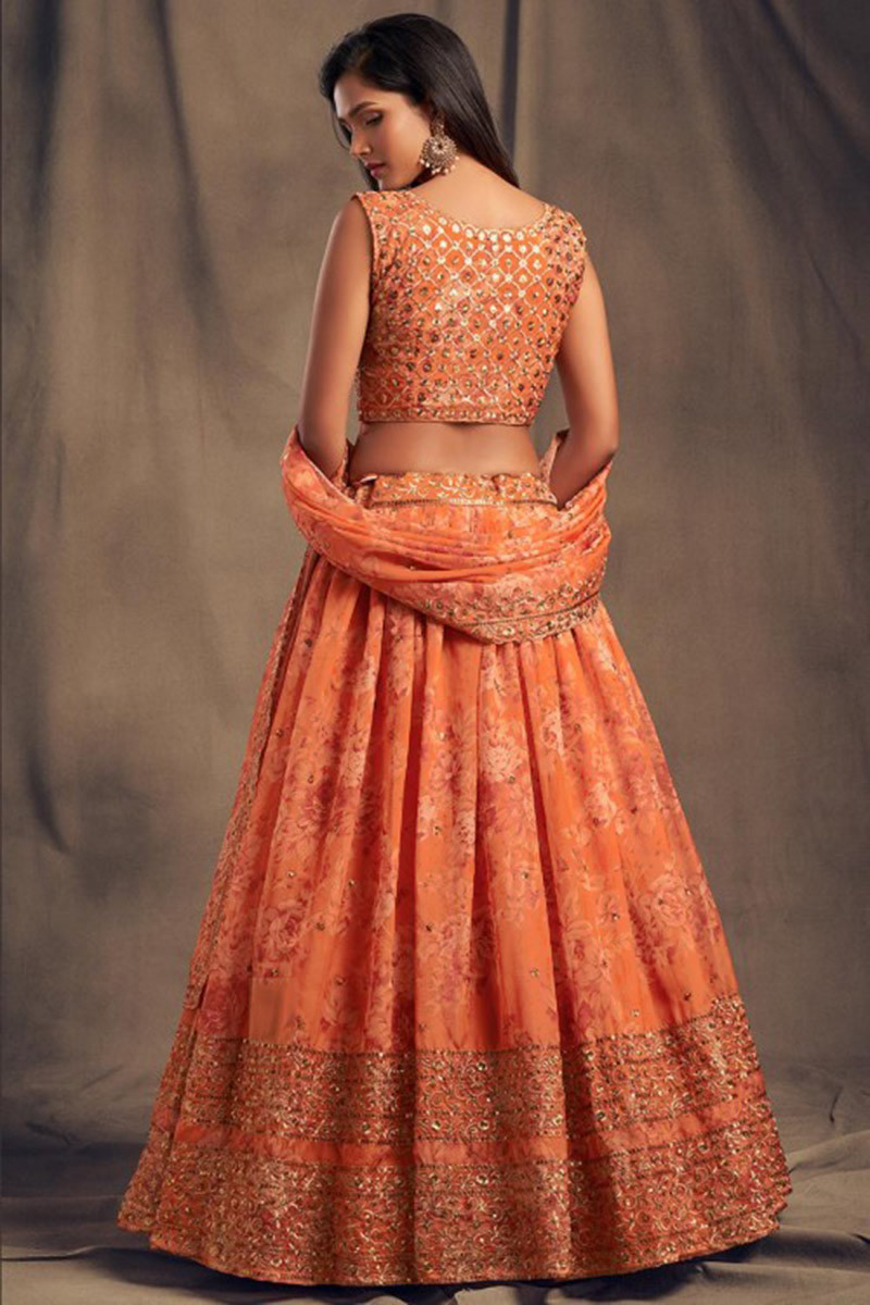 Carrot Color Palazzo Style Suit In Crepe Silk