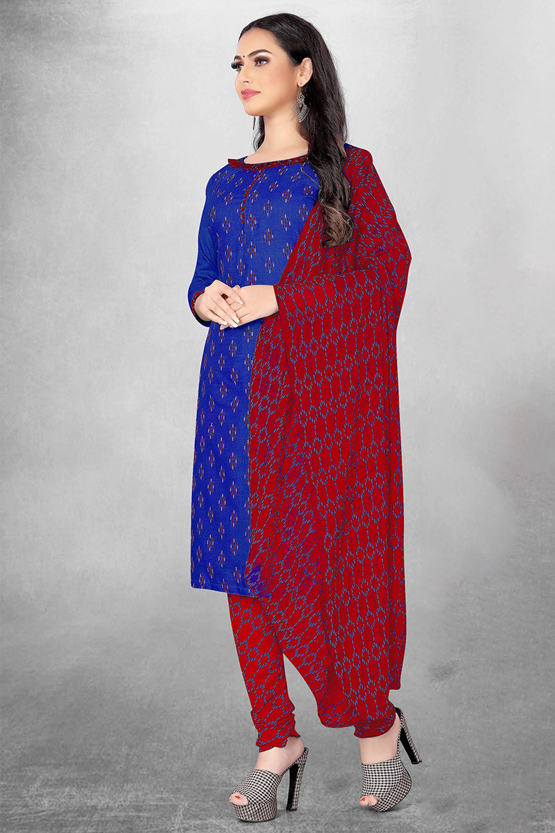 Casual Ice Blue Churidar Pant Georgette With Red Scarf SIYA9083