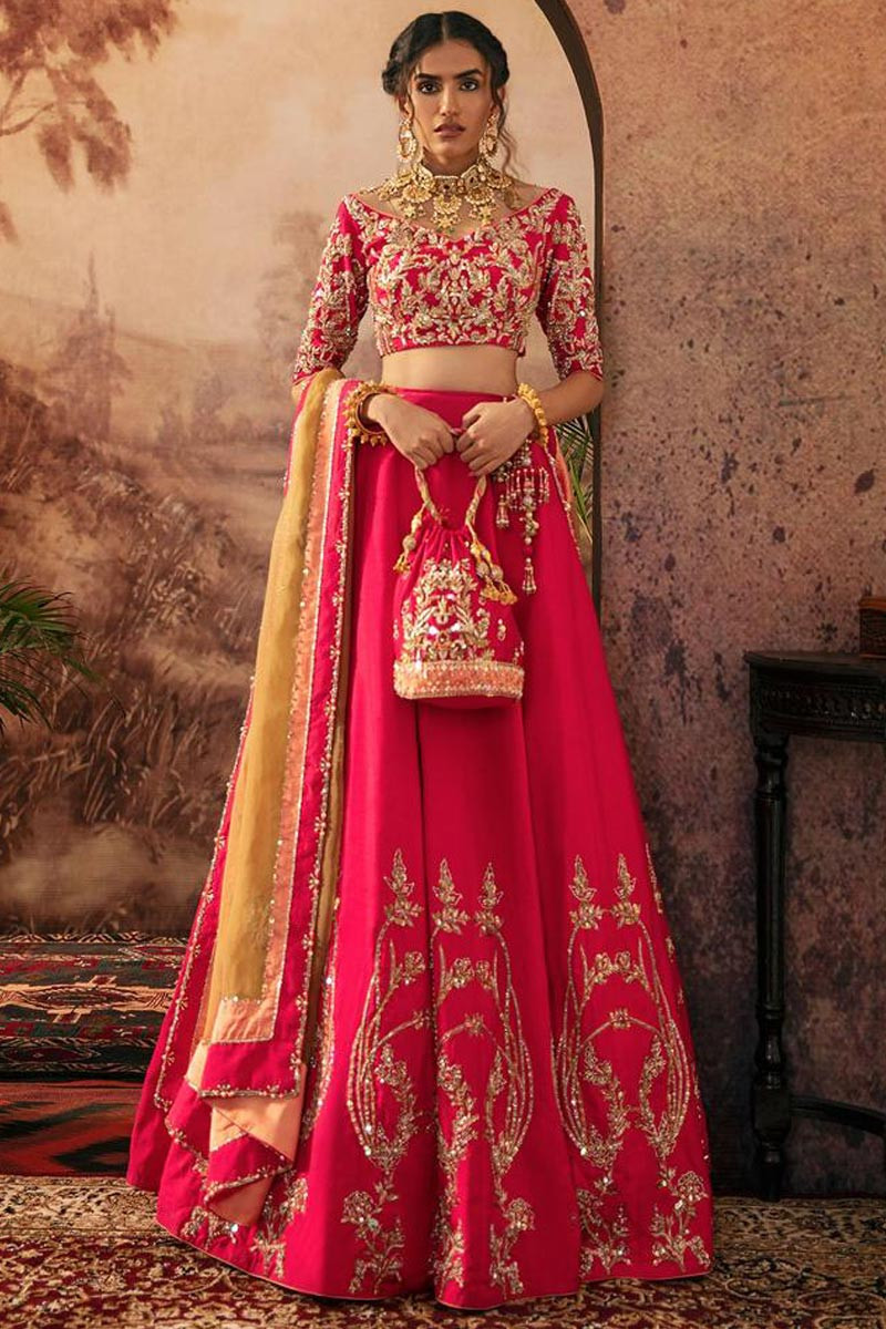 Varanga Pink & Gold-Toned Printed Ready to Wear Lehenga & Blouse With  Dupatta - Absolutely Desi