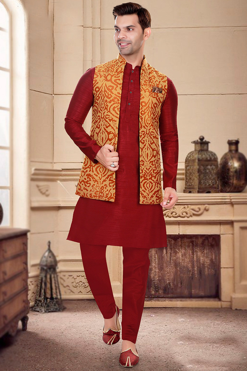 Red silk coat on sale