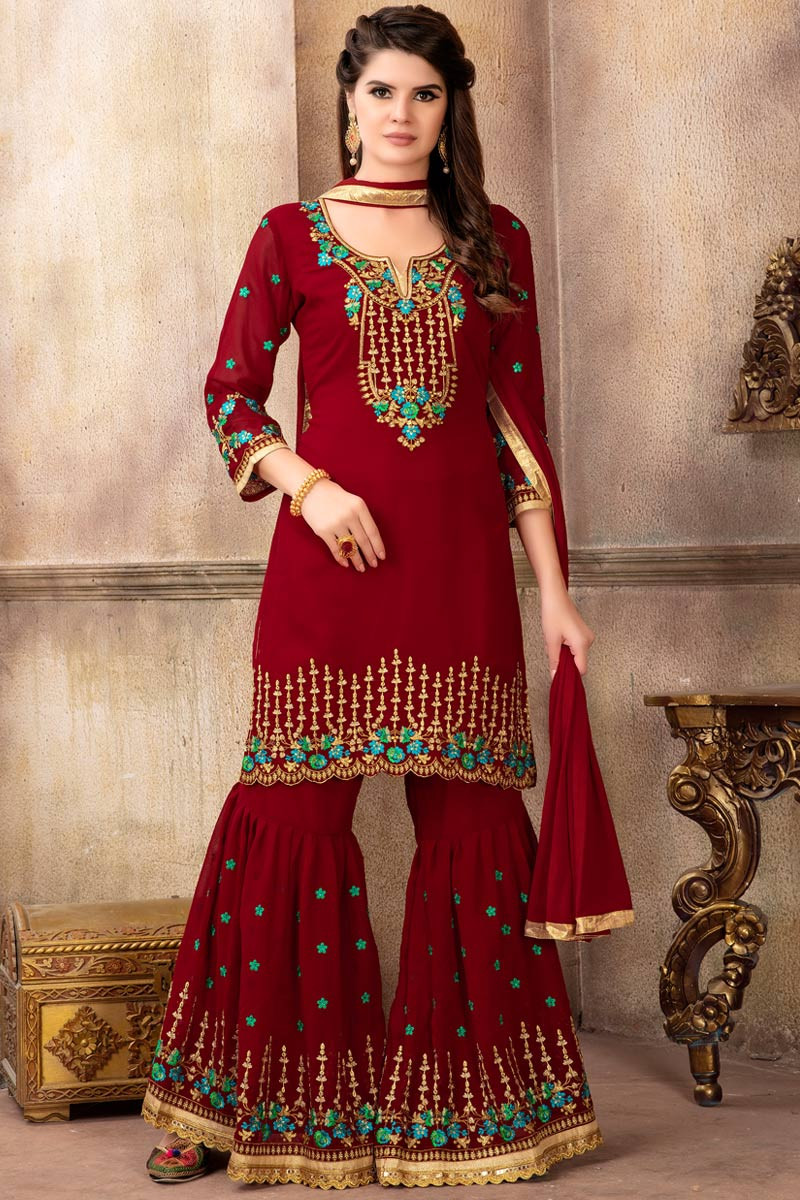 Red sharara online shop