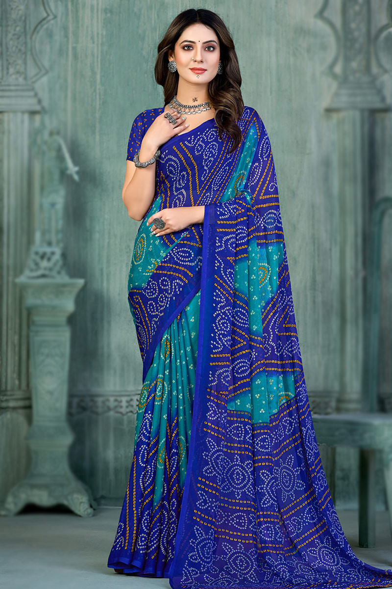 Dark blue chiffon sales saree