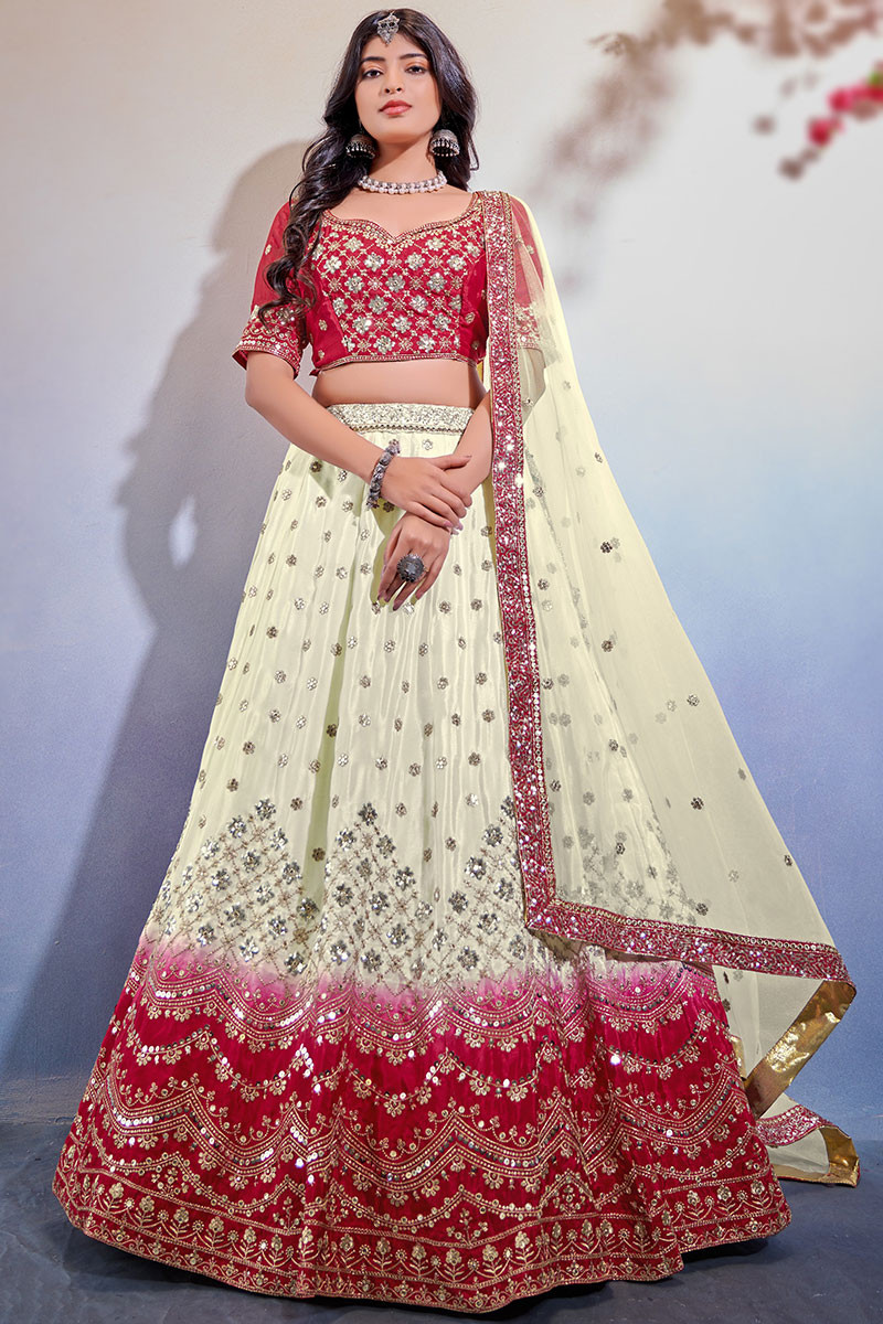 Buy Chiffon Off White Ombre Lehenga LLCV115085