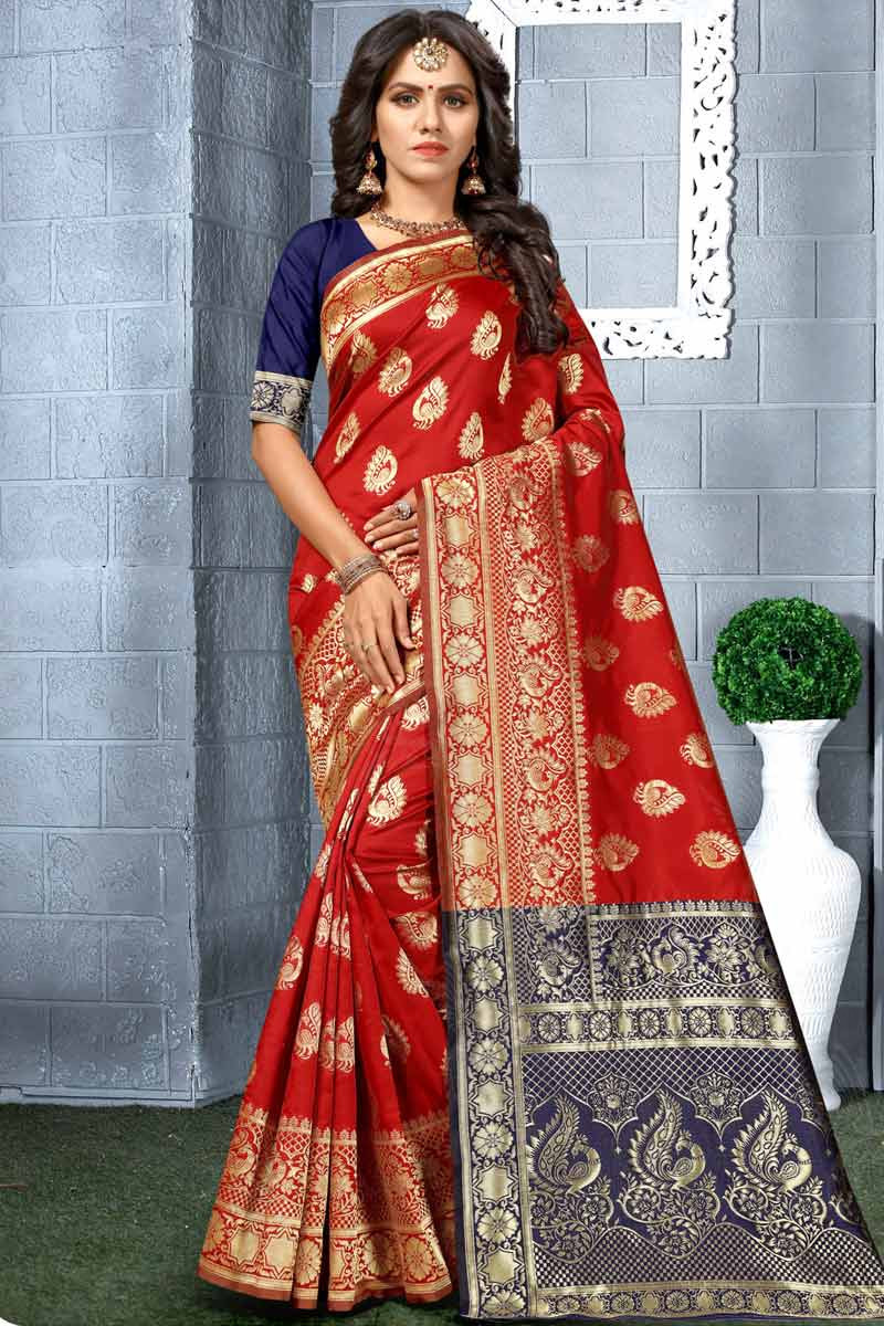 Elegant Chilli Red Kanchipuram Handloom Silk Saree - Vivaaha Silks –  Vivaaha Silks & Sarees