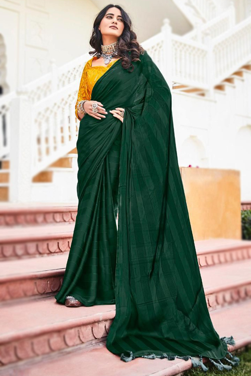 Multicolor Soft Weightless Georgette Satin Patta Saree, With Blouse Piece,  5.5 m at Rs 550/piece in Surat