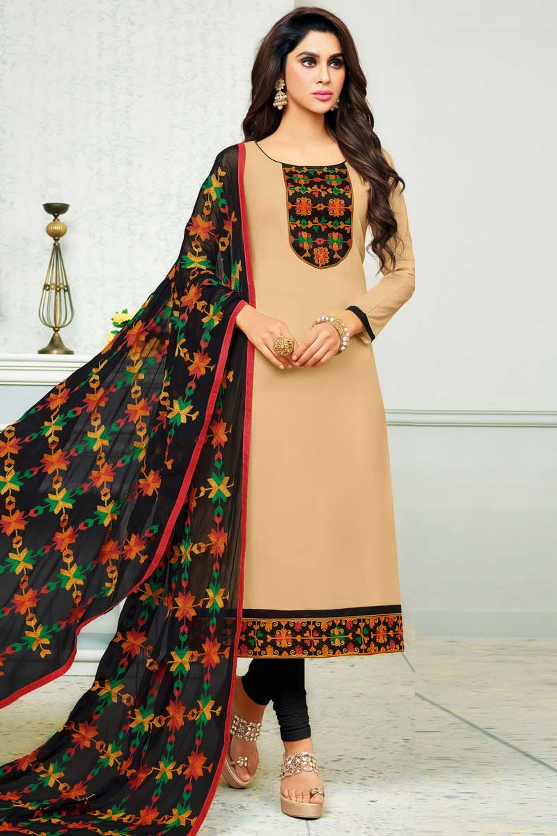 Designer Collection Cream Churidar Suit with Hand Work LSTV0511