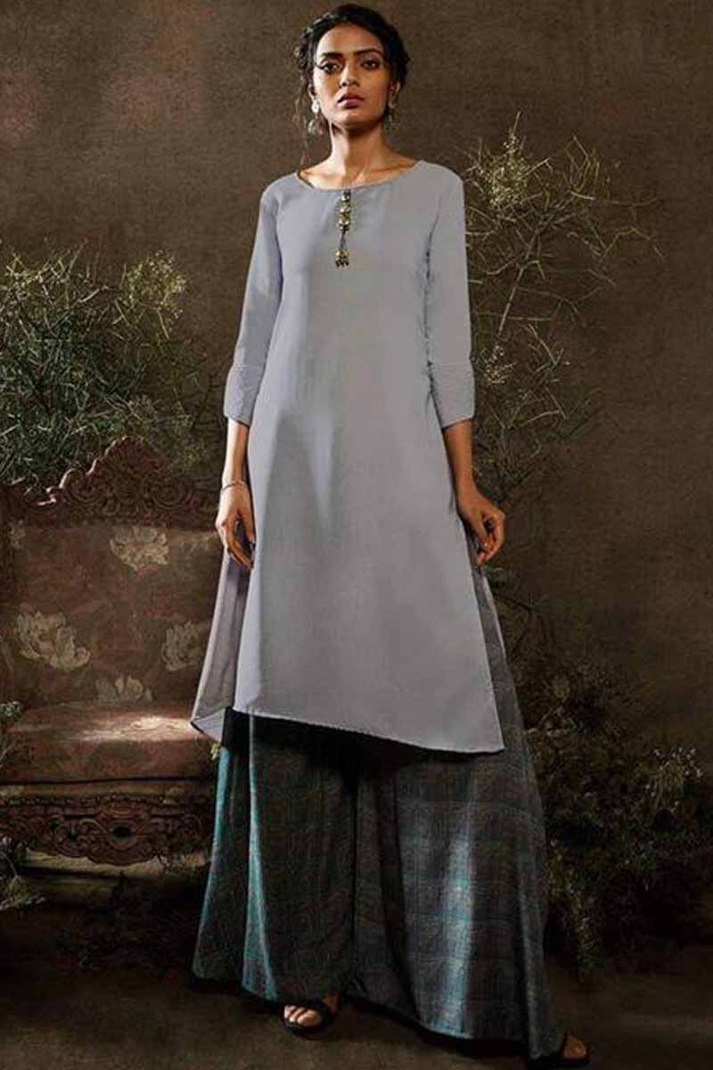 Buy Cloud Grey Plain Palazzo Pant Suit Online LSTV01998 Andaaz