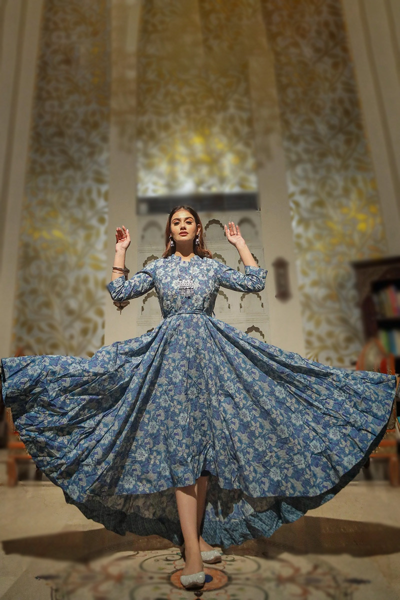 Dusty blue sales floral dress
