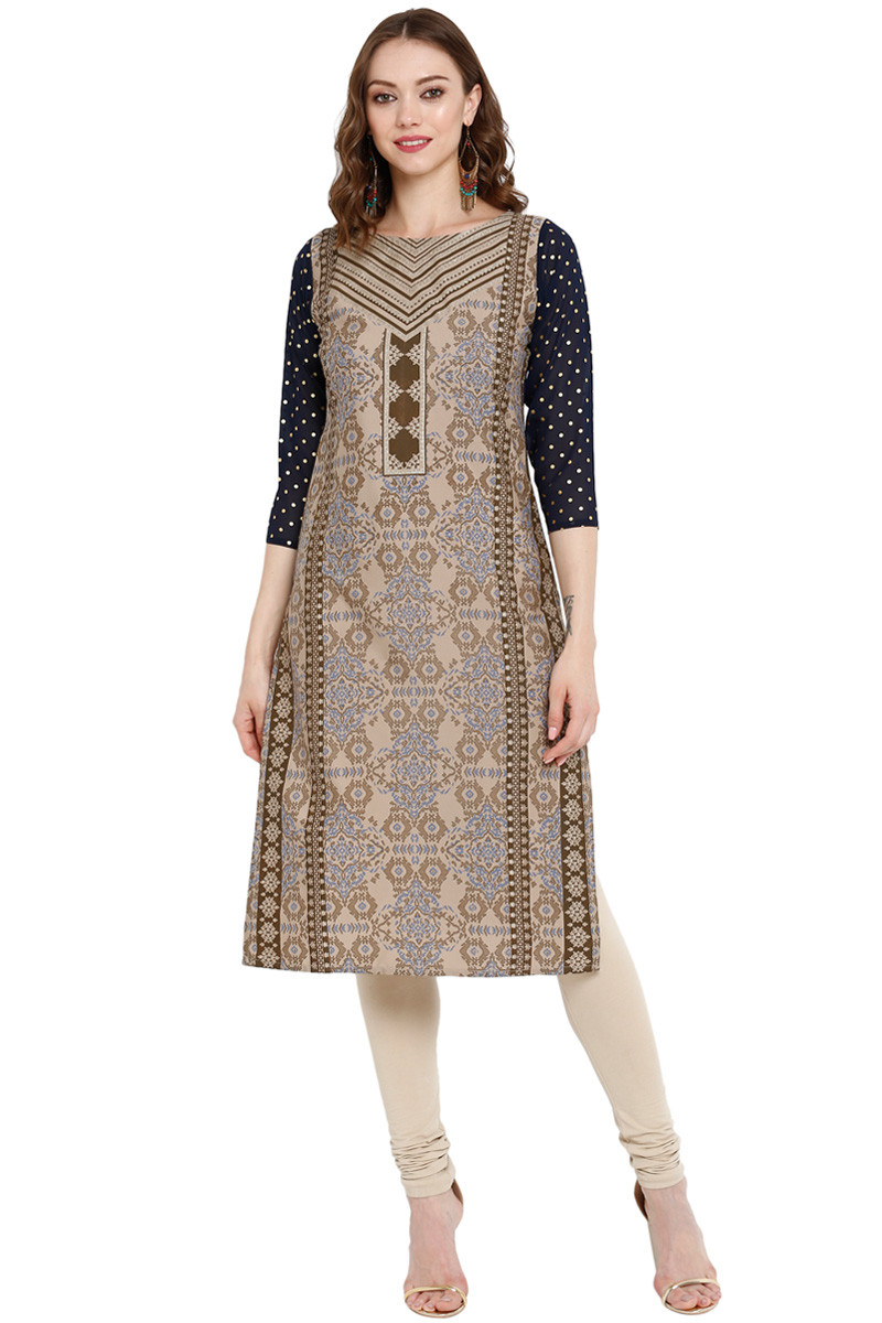 Beige colour long kurtis hotsell