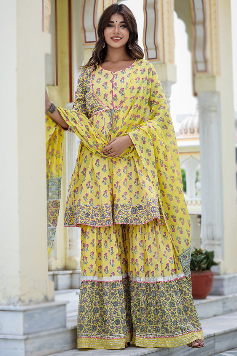 Cotton sharara suit outlet