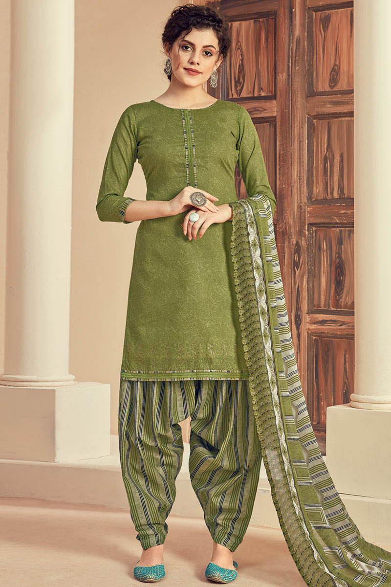 Olive green cotton suit hotsell