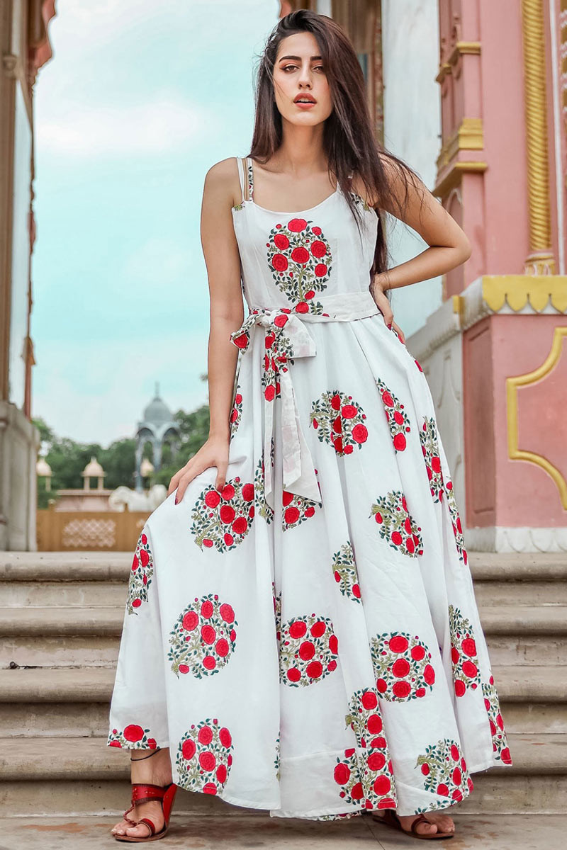White frock style kurti hotsell